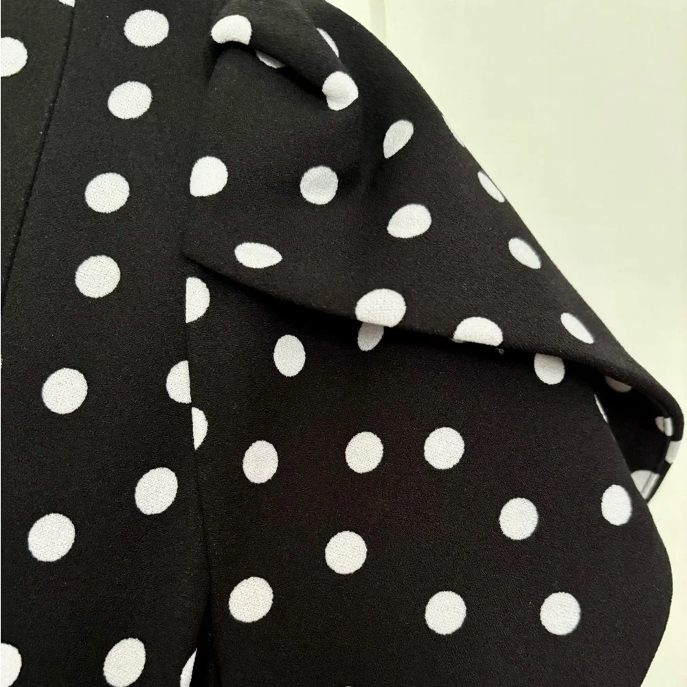 Calvin Klein Black Polka Dot Jumpsuit | Size 4 | Belted, Back Zip, Short Sleeve